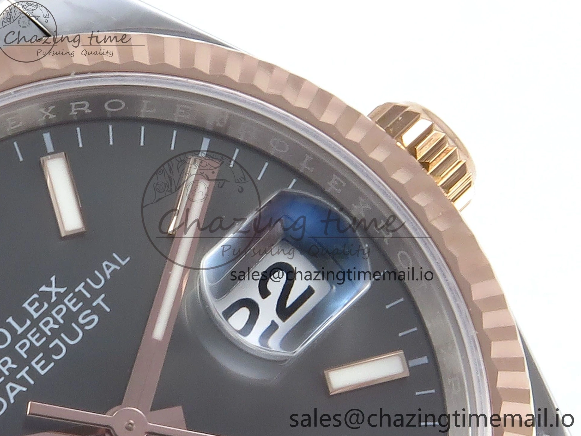 MiroTime 0225 DateJust 36 126231 EWEF Best Edition Gray Dial Stick Marker on SS RG Jubilee Bracelet A Seasonal 593